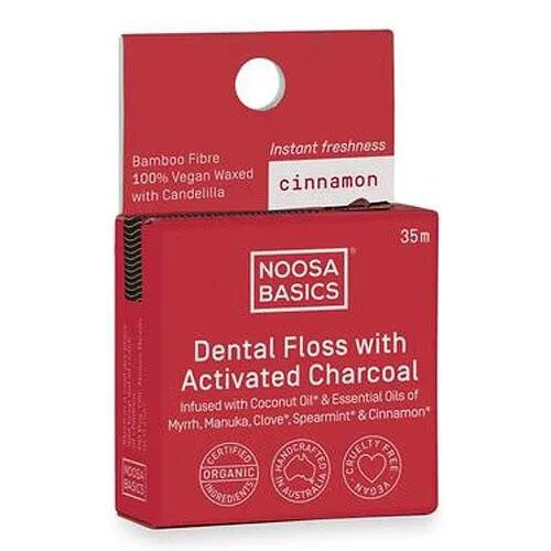 NOOSA BASICS Dental Floss with Activated Charcoal Spearmint 35m