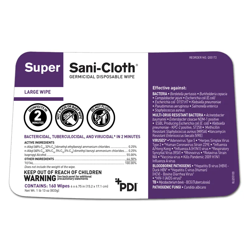 PDI Super Sani-Cloth Surface Disinfectant Wipes (160 Count Canister)