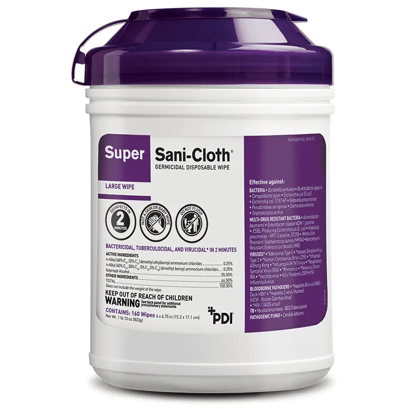 PDI Super Sani-Cloth Surface Disinfectant Wipes (160 Count Canister)