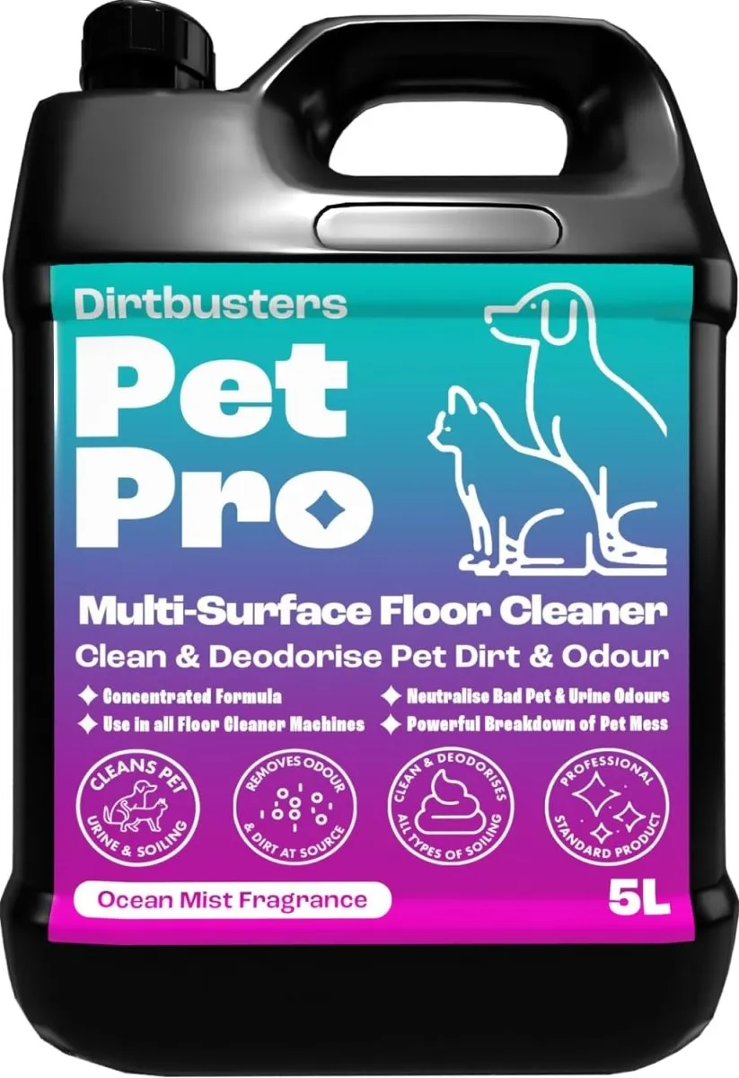 Pet Pro Multi Surface Floor Cleaner Solution With Deodoriser, Pet Stain & Odour Remover For Hard Floor Cleaning Machines & Mop (5L)