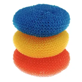 Plastic Mesh Scourer - 3 pack, each 3.75" x 1.25" - PACKED IN A NETTED BAG