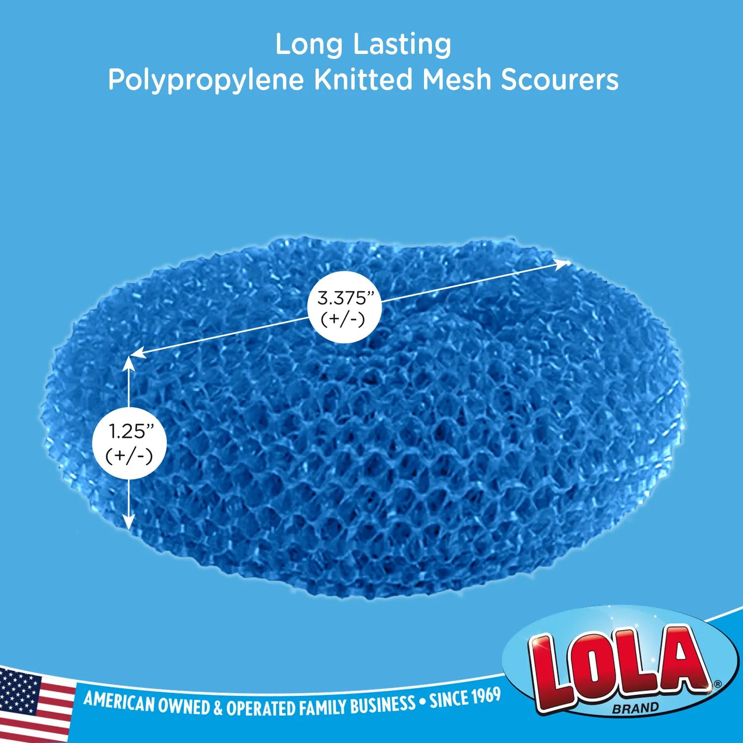 Plastic Mesh Scourer - 3 pack, each 3.75" x 1.25" - PACKED IN A NETTED BAG