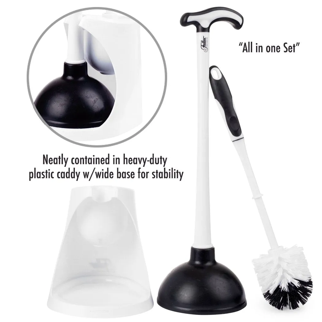 Premium Toilet Bowl Brush & Plunger in Caddy Set