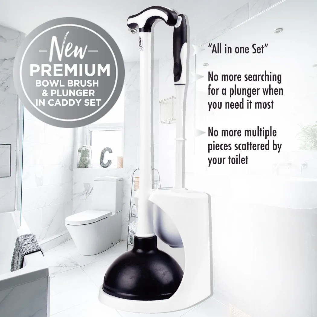 Premium Toilet Bowl Brush & Plunger in Caddy Set