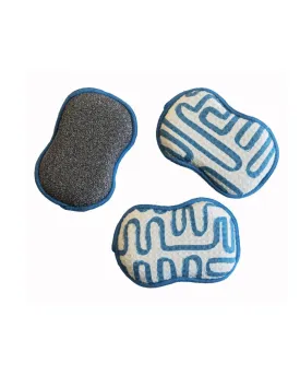 Reusable Sponge Set Blue Doodle