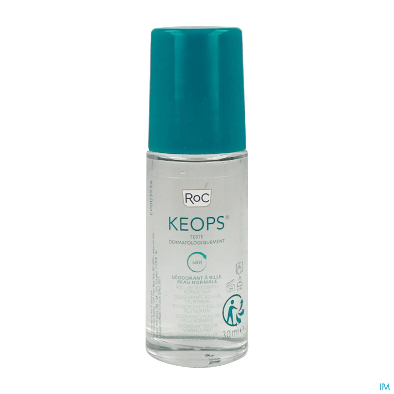 Roc Keops Deo Roll-on 30ml - 48 uur bescherming, parfumvrij, geschikt voor gevoelige huid