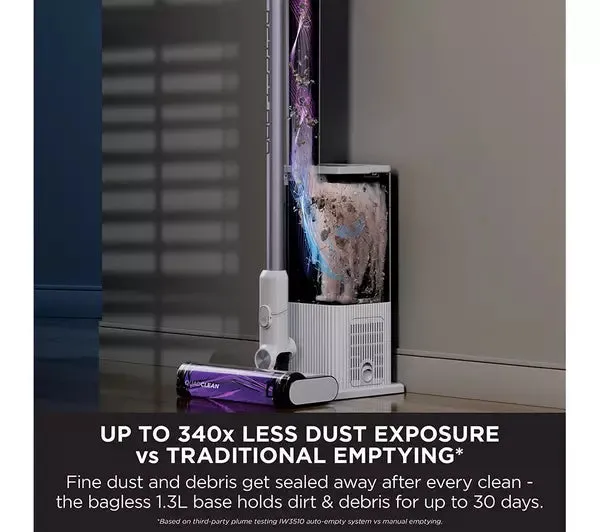 Shark Detect Pro Cordless Vacuum Cleaner with Auto-Empty System 1.3L - 60 Minutes Run Time White & Purple IW3510UK