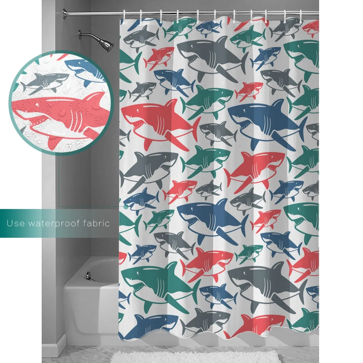 Shower Curtain: Colourful Sharks