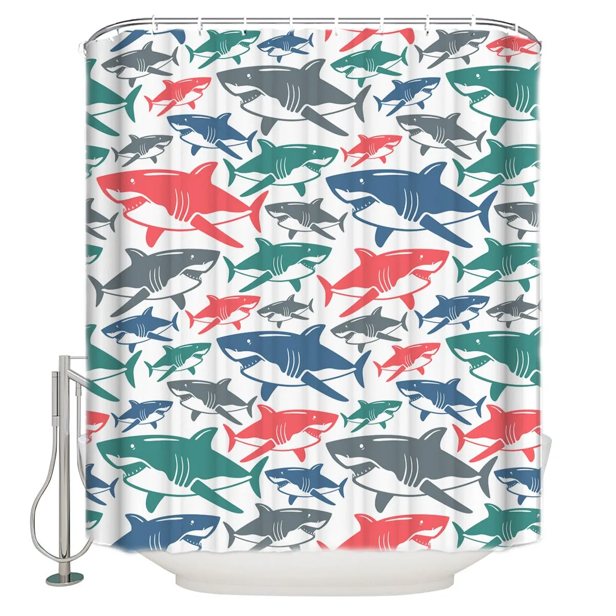 Shower Curtain: Colourful Sharks