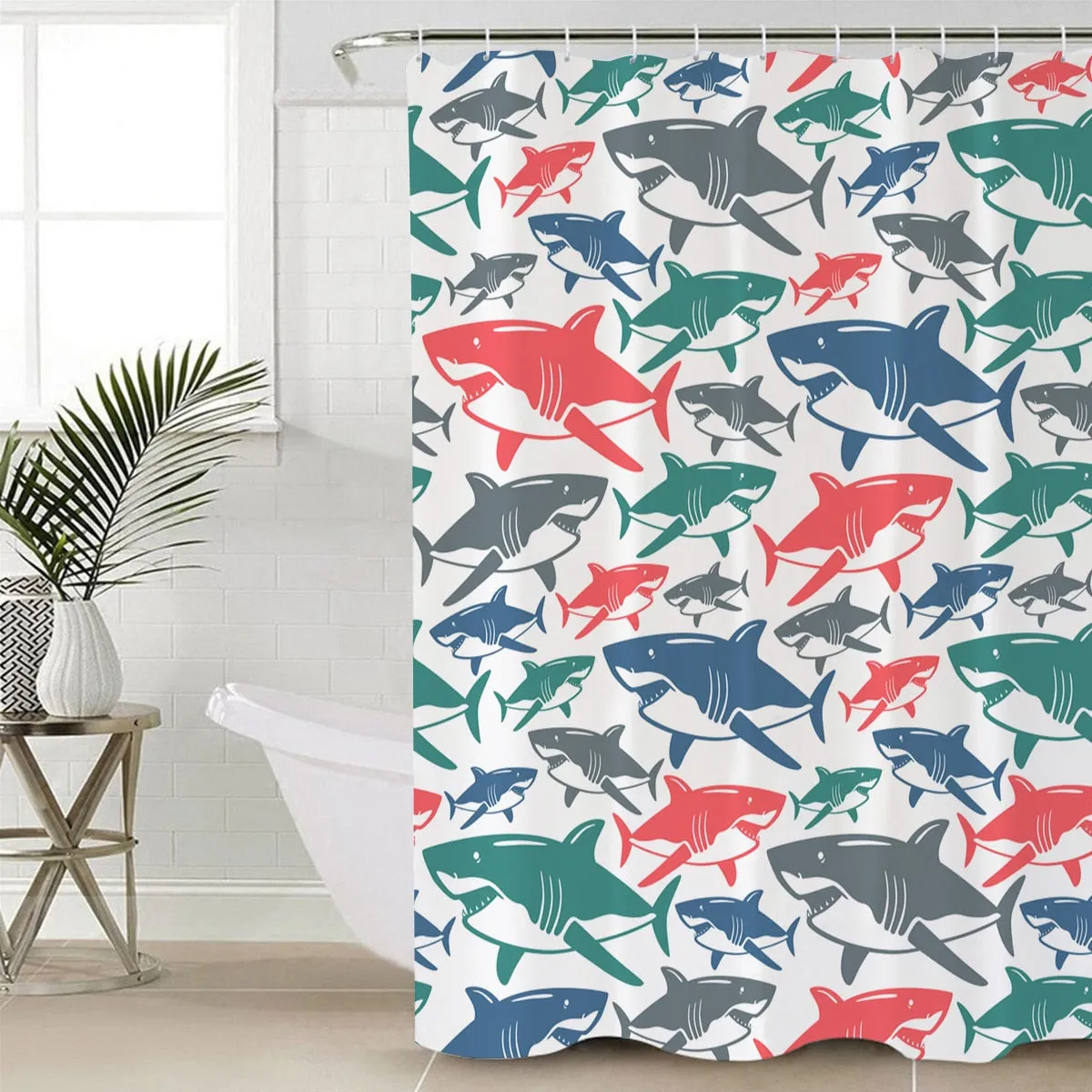 Shower Curtain: Colourful Sharks