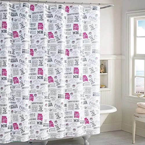 Silhouette Flower Polyester Fabric Shower Curtain