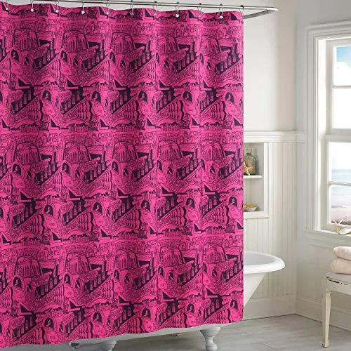 Silhouette Flower Polyester Fabric Shower Curtain