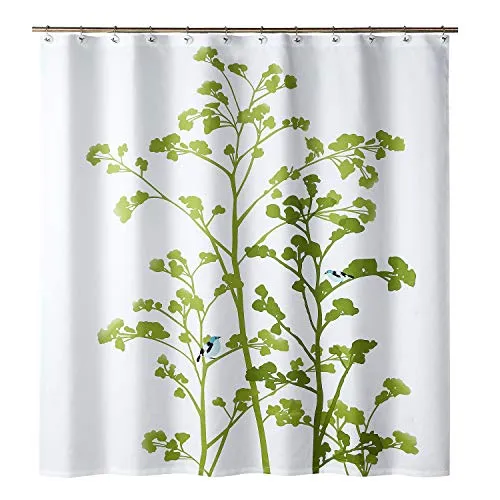 Silhouette Flower Polyester Fabric Shower Curtain