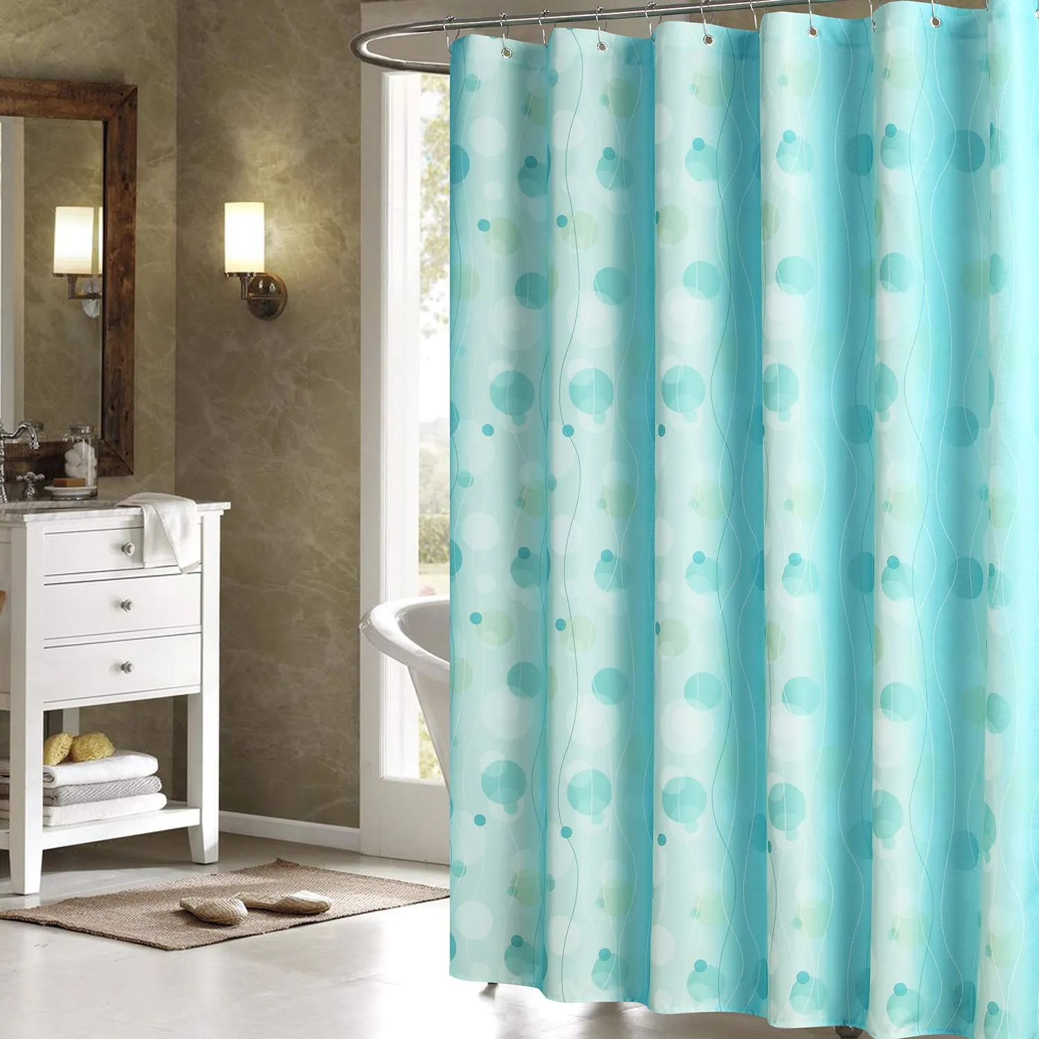 Silhouette Flower Polyester Fabric Shower Curtain