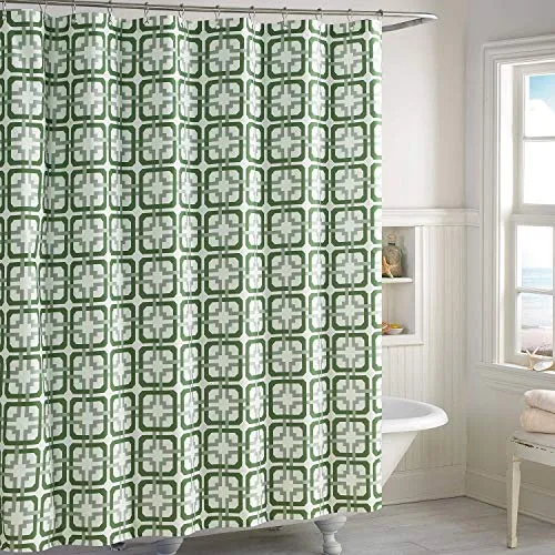 Silhouette Flower Polyester Fabric Shower Curtain