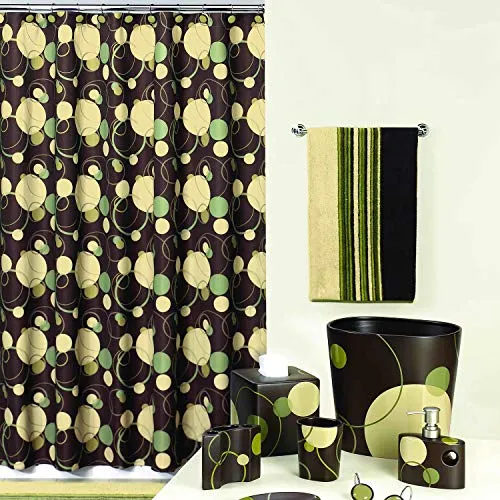 Silhouette Flower Polyester Fabric Shower Curtain