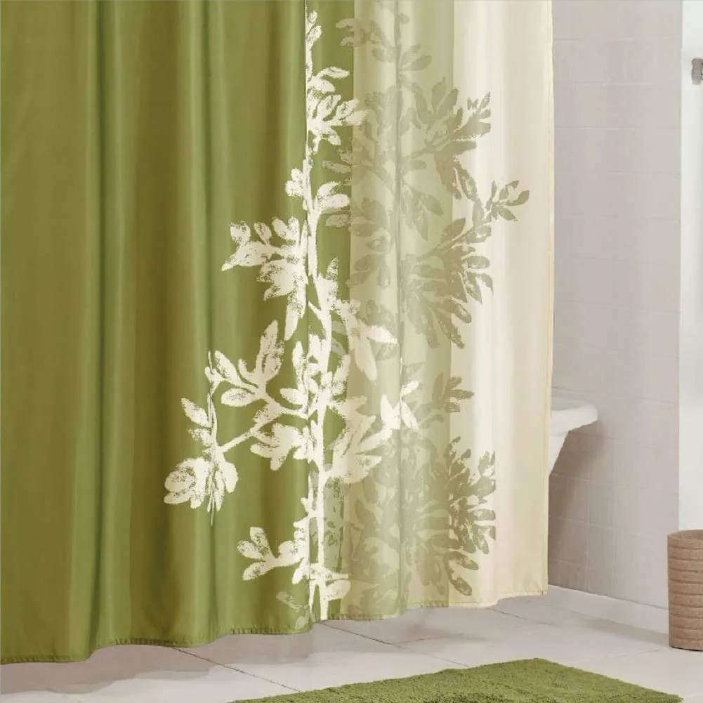 Silhouette Flower Polyester Fabric Shower Curtain