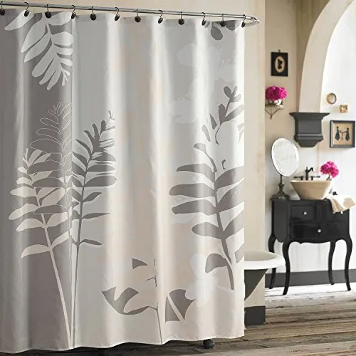 Silhouette Flower Polyester Fabric Shower Curtain