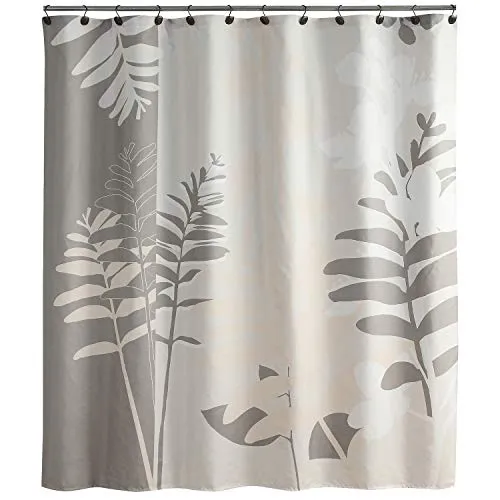 Silhouette Flower Polyester Fabric Shower Curtain