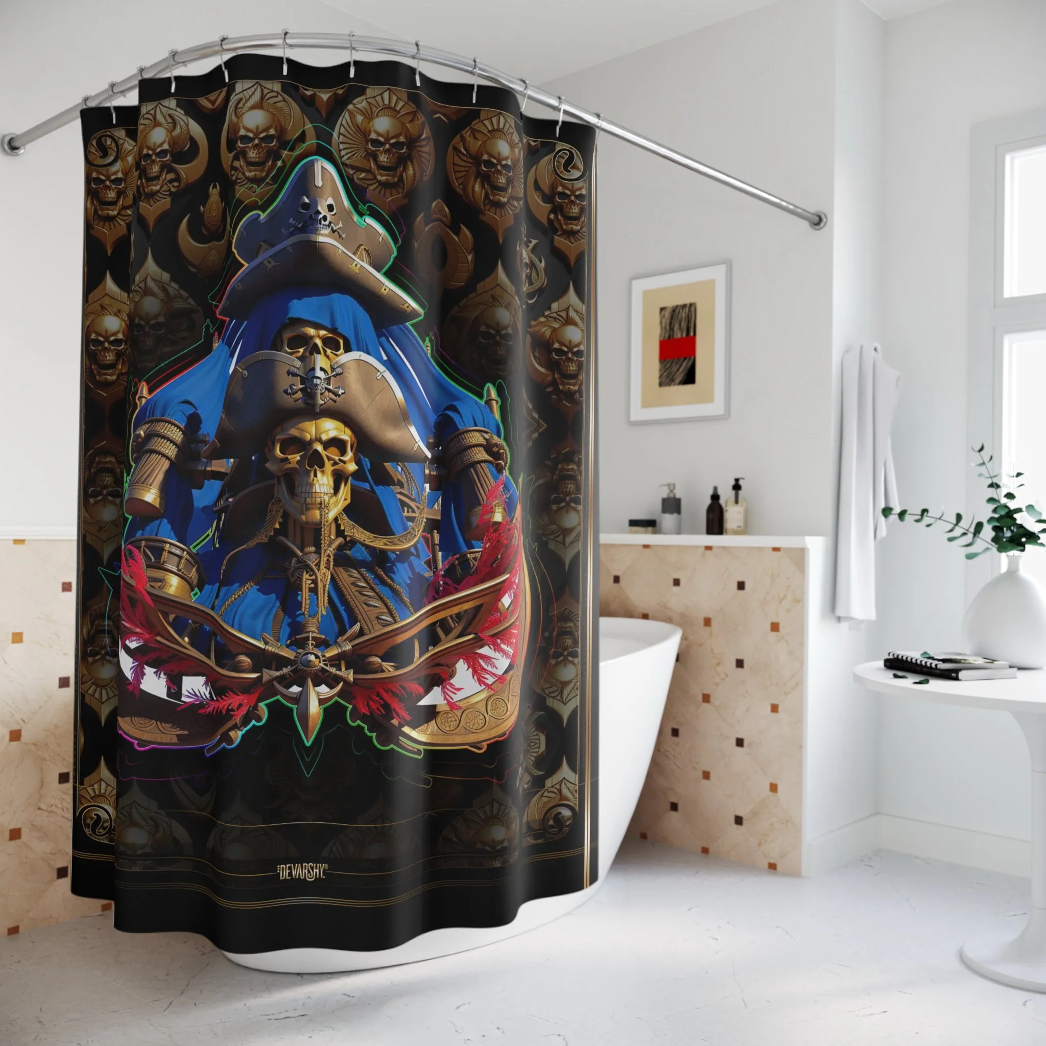 Skull Sailor Shower Curtain Pirate Captain Curtain Bathroom Curtain | D20198