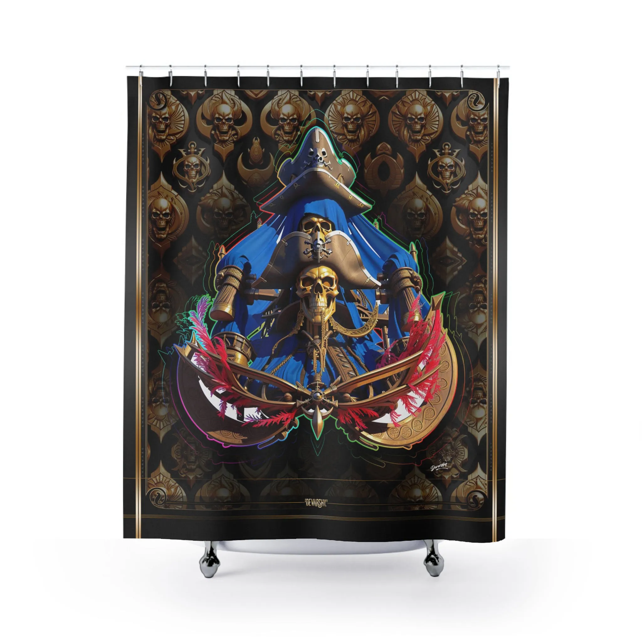 Skull Sailor Shower Curtain Pirate Captain Curtain Bathroom Curtain | D20198