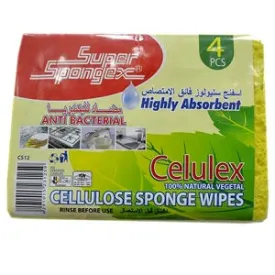 Spongex Anti-Bacterial Cellulose Sponge Wipes x4