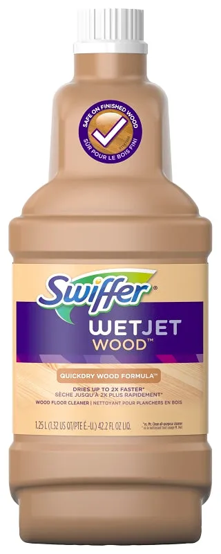 Swiffer WetJet 77133 Wood Floor Cleaner Solution Refill, 1.25 L Bottle, Liquid, Fresh, Clear :EA: QUANTITY: 1