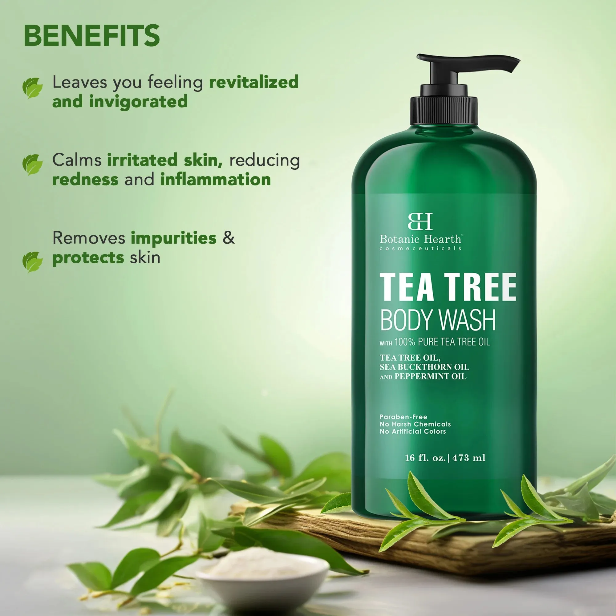 Tea Tree Body Wash with Sea Buckthorn Oil and  Peppermint Oil | 16 fl. oz.