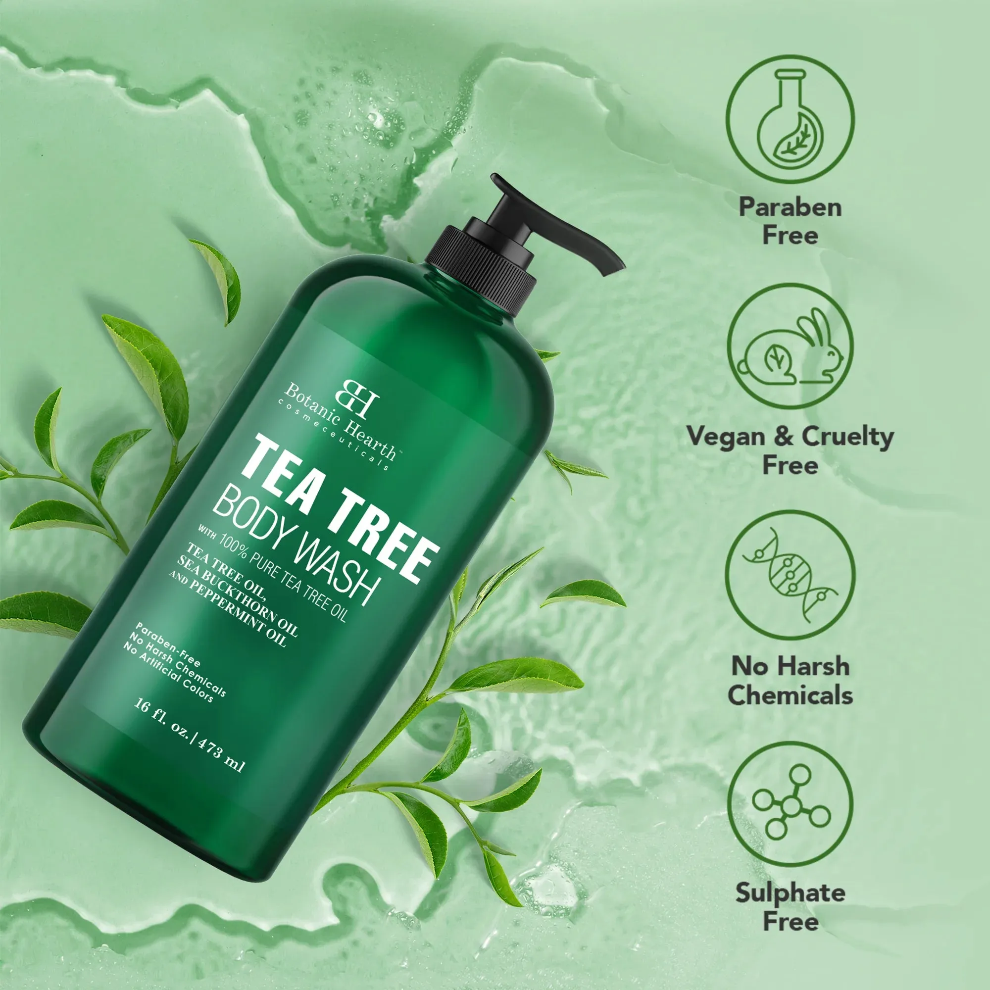 Tea Tree Body Wash with Sea Buckthorn Oil and  Peppermint Oil | 16 fl. oz.