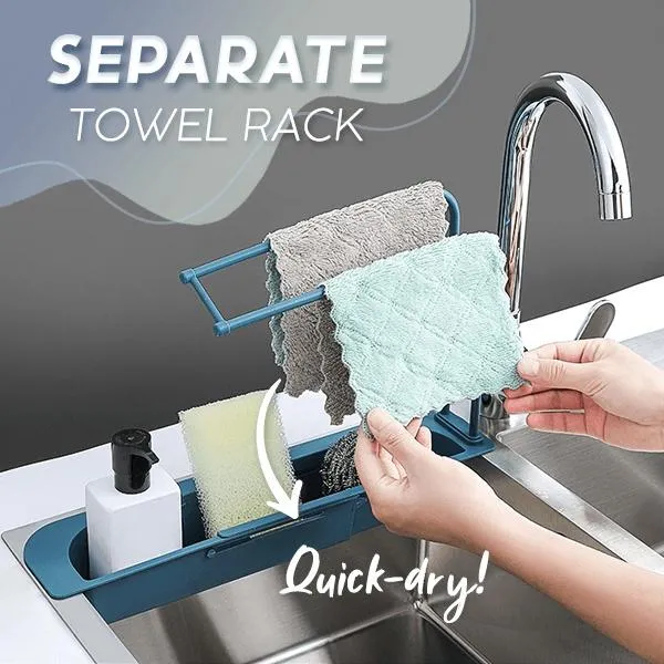 Telescopic Adjustable Faucet Rack Dish Brushes Sponge Storage Shelves Sink Drain