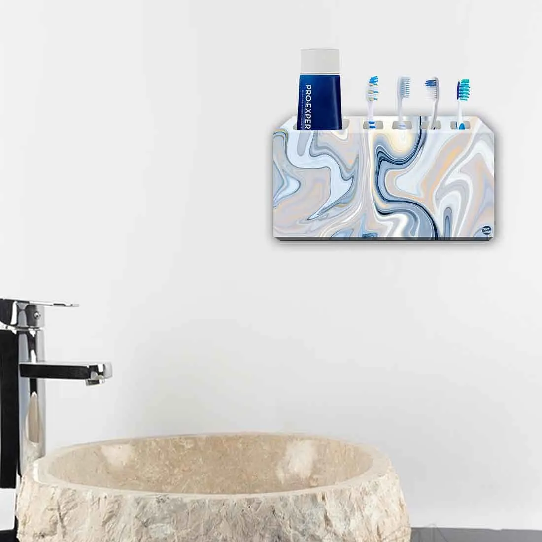 Toothbrush Holder Wall Mounted -Blue Swirls