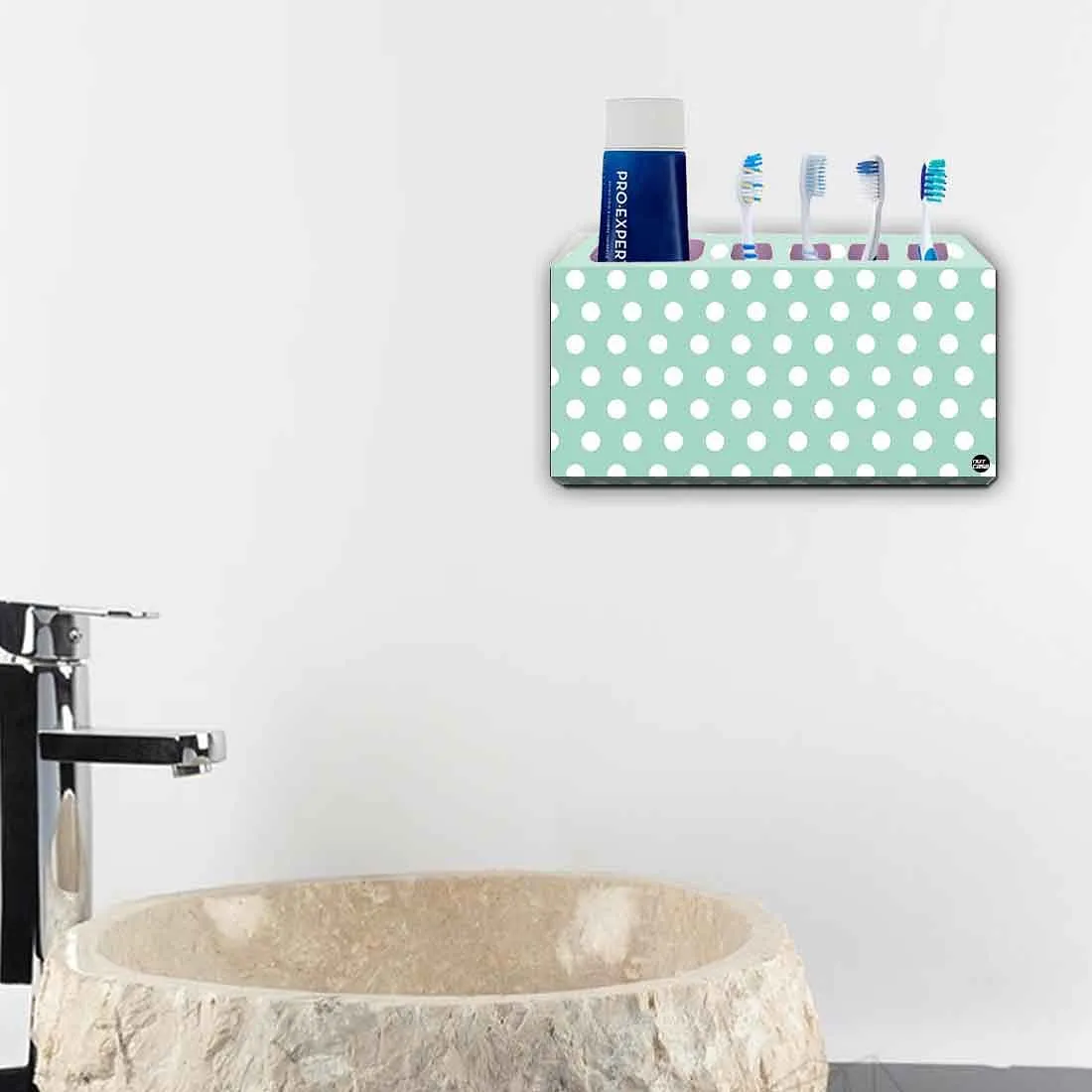 Toothbrush Holder Wall Mounted -Dots White