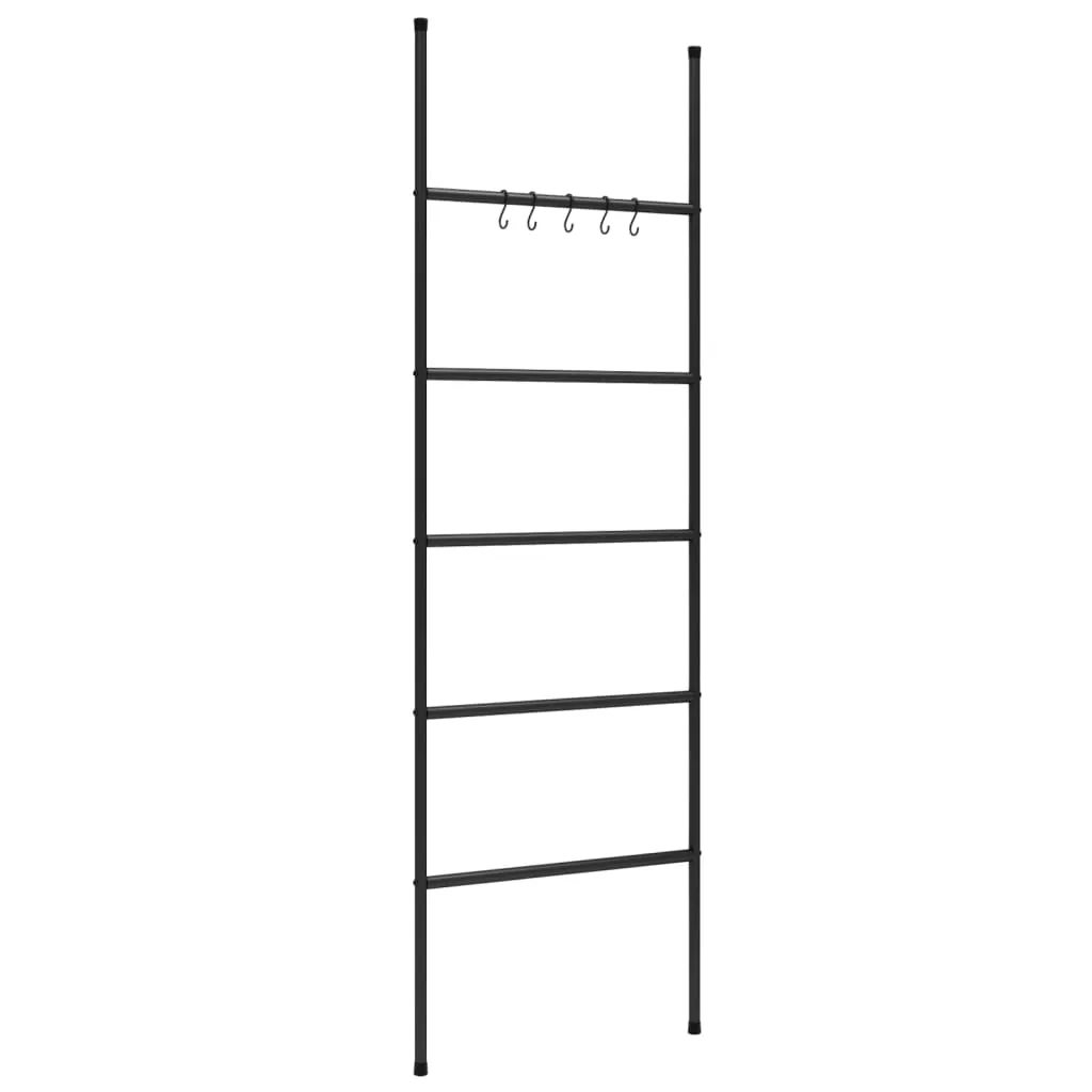 Towel Rack Ladder with 5 Tiers Black 58x175 cm Iron