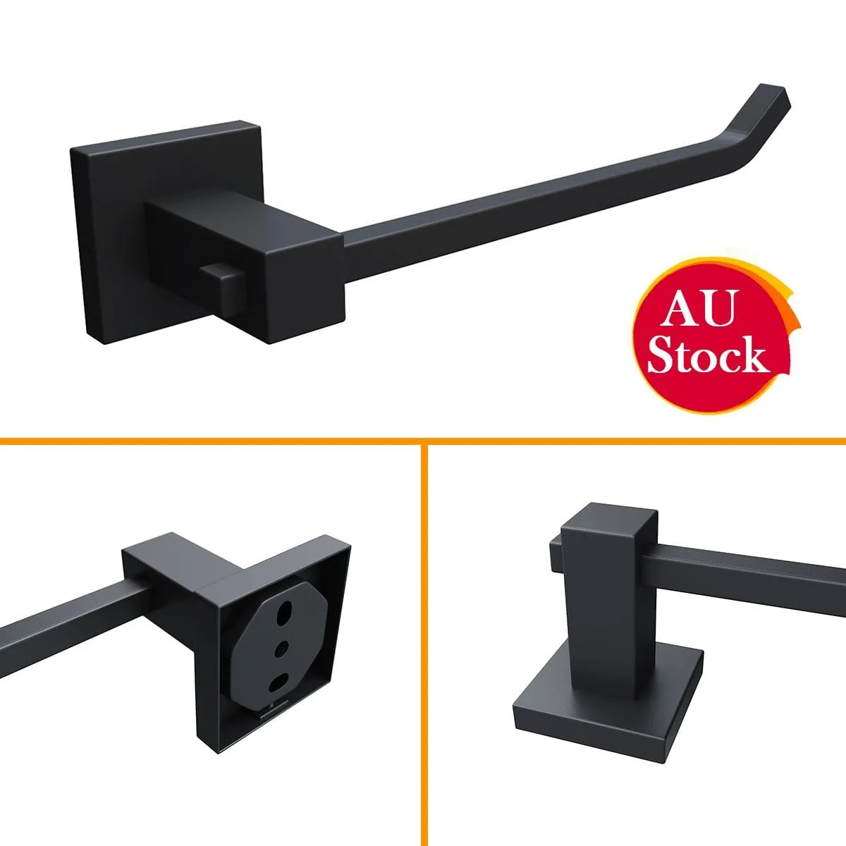 Towel Rail Bathroom Towel Rack Wall Mounted Stainless Steel Black