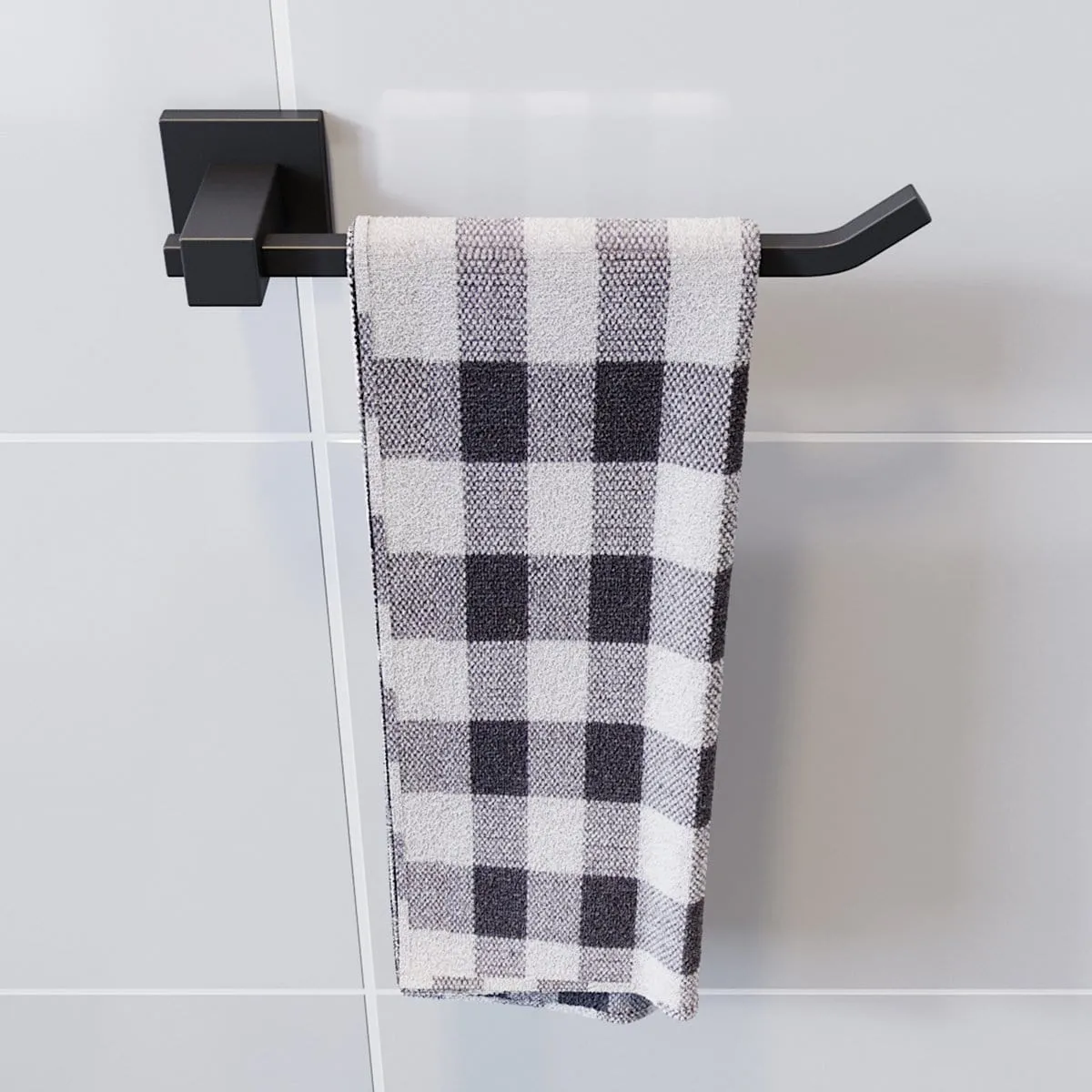 Towel Rail Bathroom Towel Rack Wall Mounted Stainless Steel Black