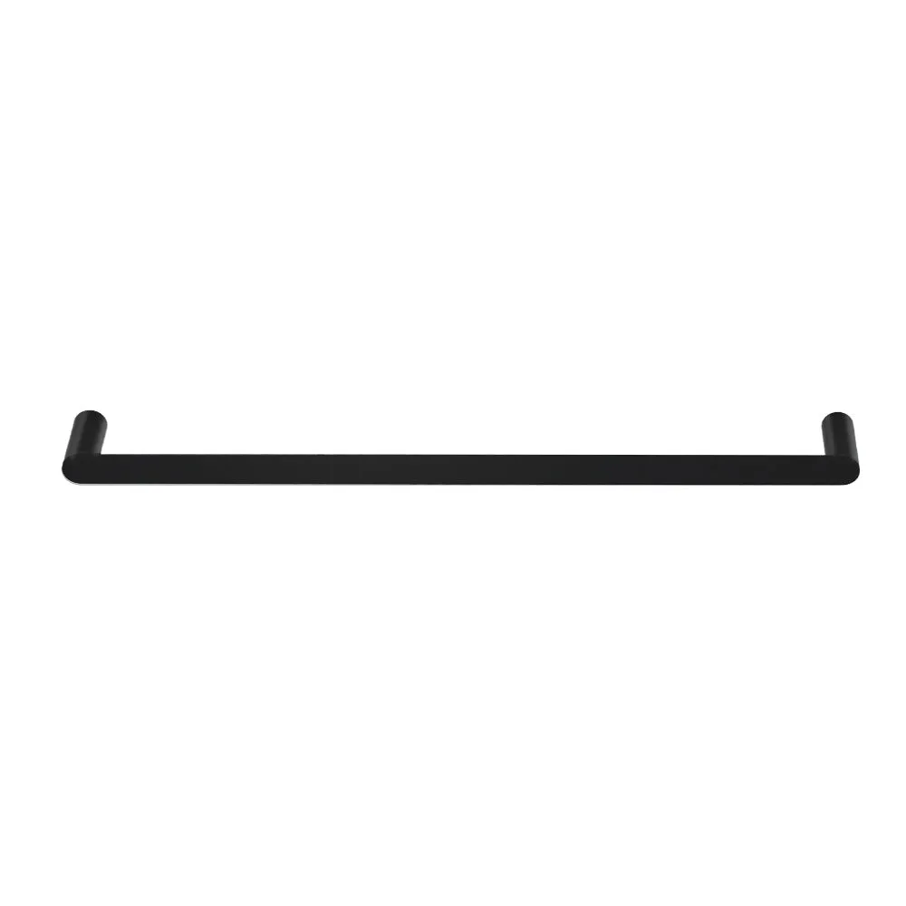 Towel Rail Rack Holder Single 600mm Wall Mounted Stainless Steel - Black