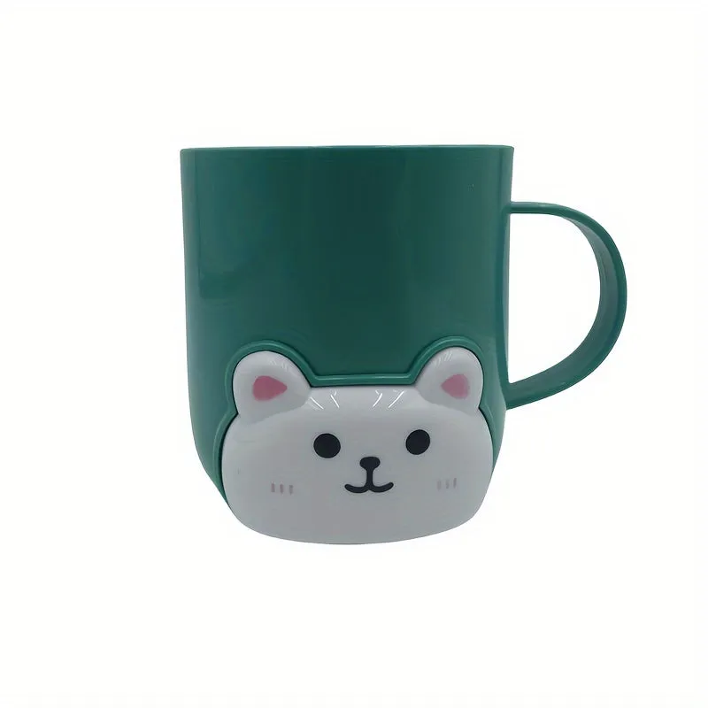 Very Cute Bear Pattern Mouthwash Cup, Cute Toothbrush Cup, Plastic Gargle Cup