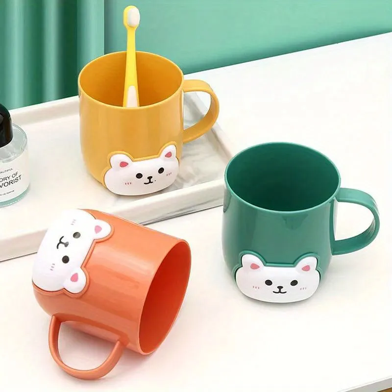 Very Cute Bear Pattern Mouthwash Cup, Cute Toothbrush Cup, Plastic Gargle Cup