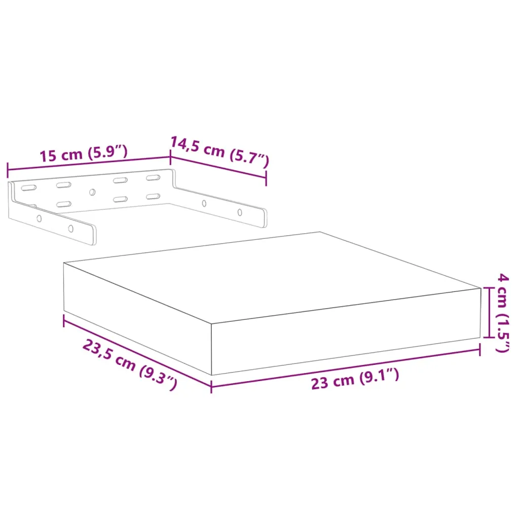 vidaXL Floating Shelves 4 pcs 23x23.5x4 cm Engineered Wood