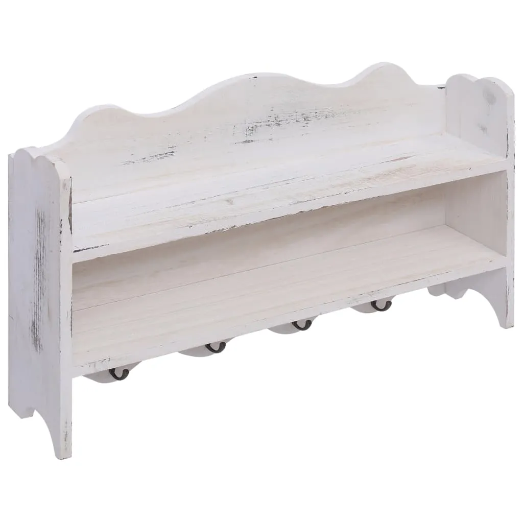 vidaXL Wall Mounted Coat Rack White 50x10x30 cm Wood