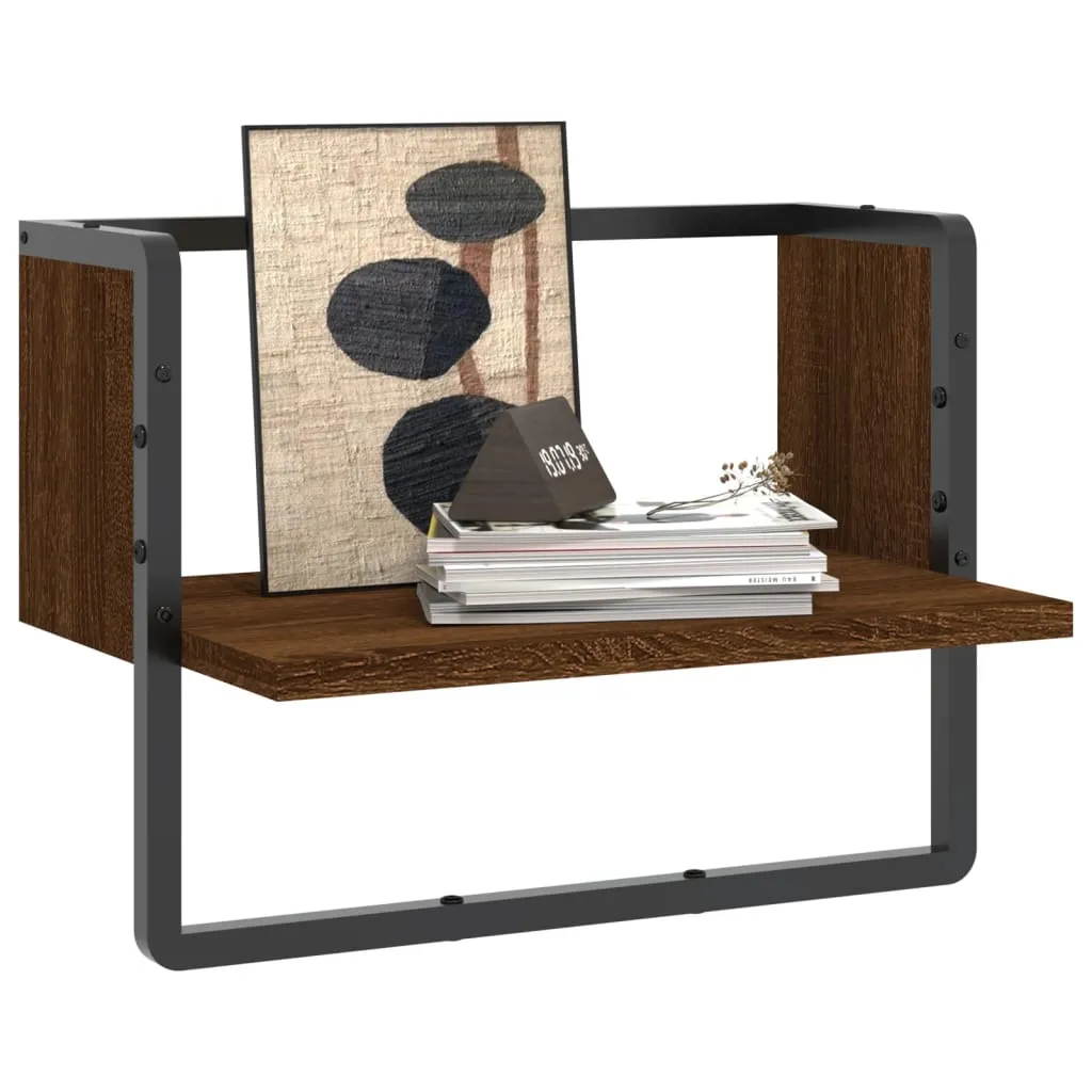 vidaXL Wall Shelf with Bar Brown Oak 40x25x30 cm