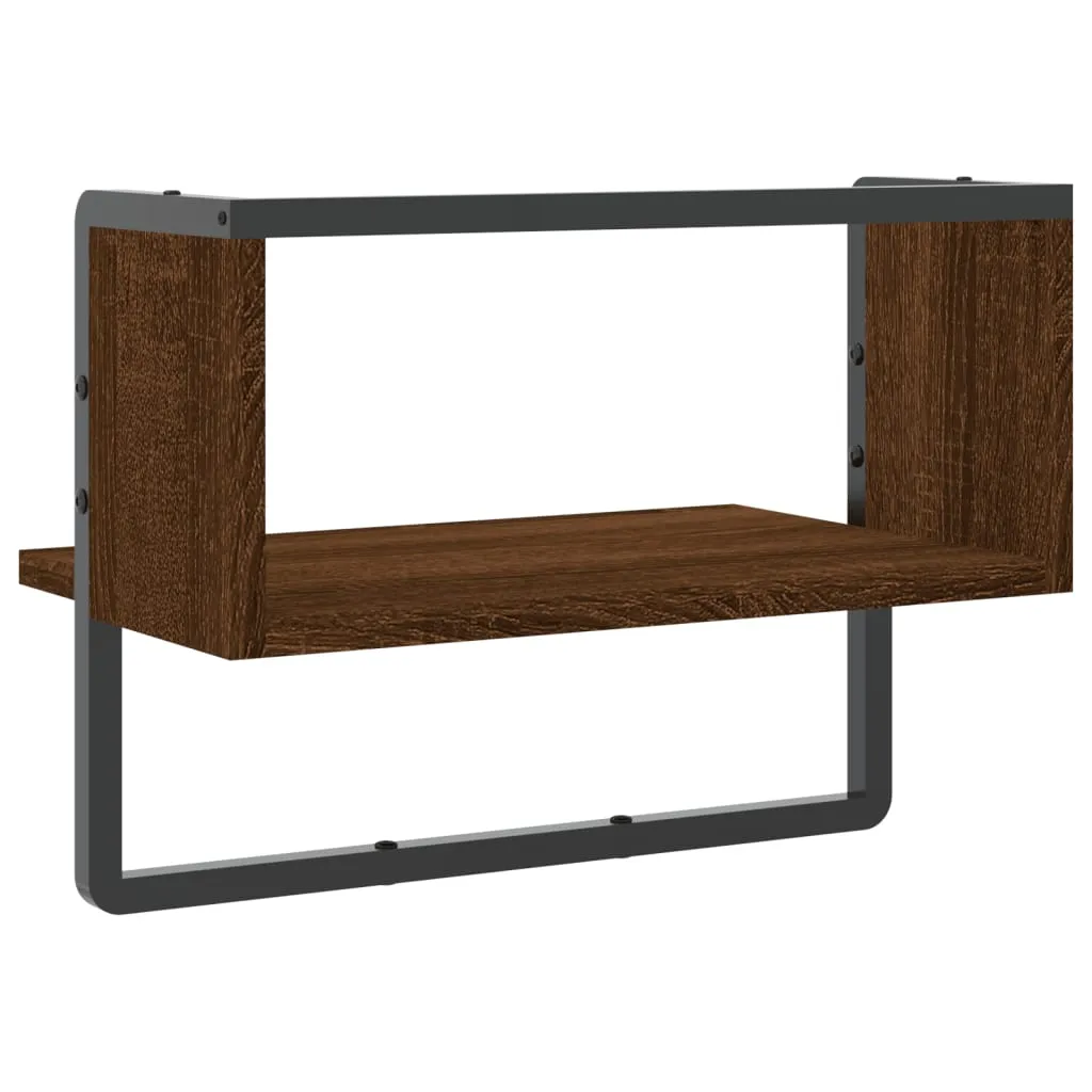 vidaXL Wall Shelf with Bar Brown Oak 40x25x30 cm