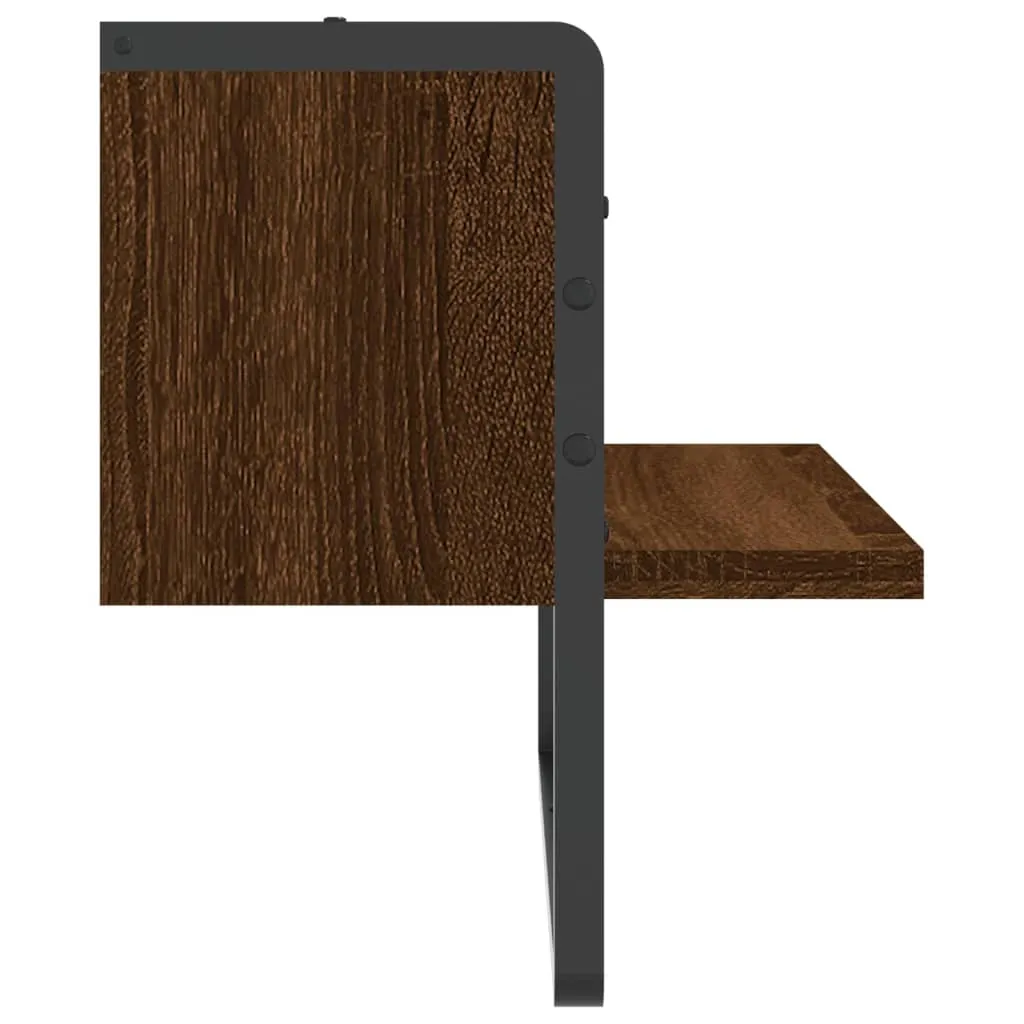 vidaXL Wall Shelf with Bar Brown Oak 40x25x30 cm