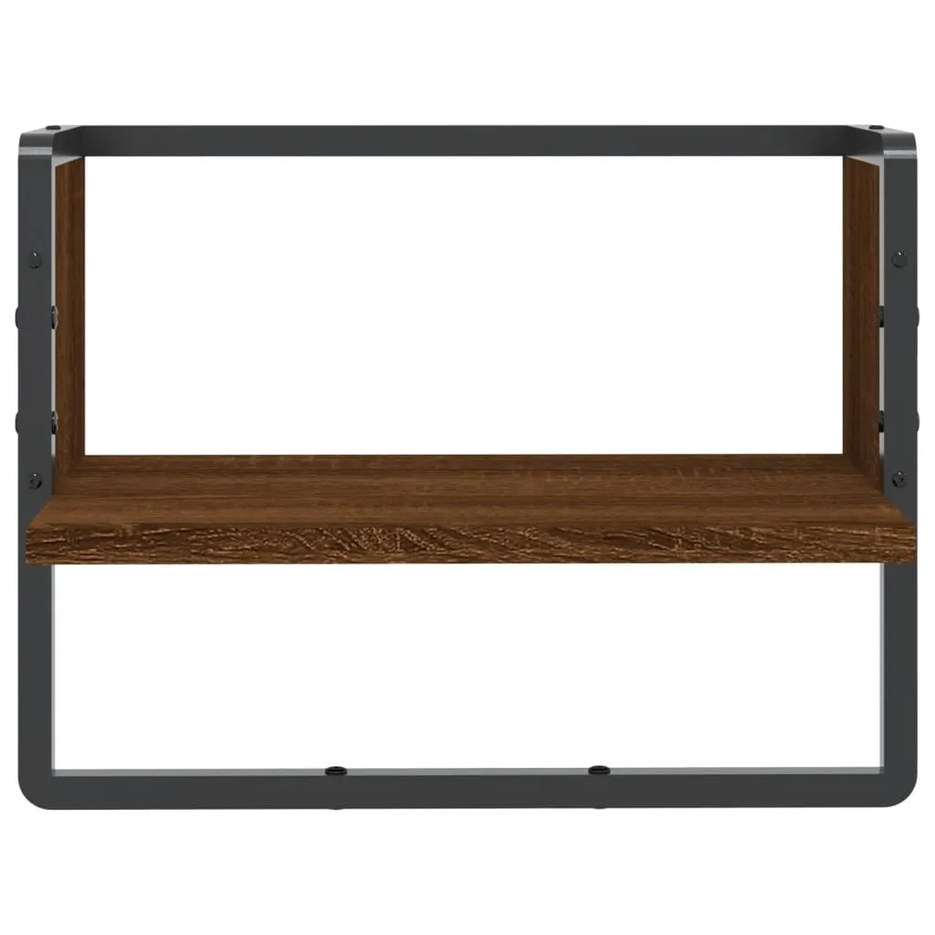 vidaXL Wall Shelf with Bar Brown Oak 40x25x30 cm