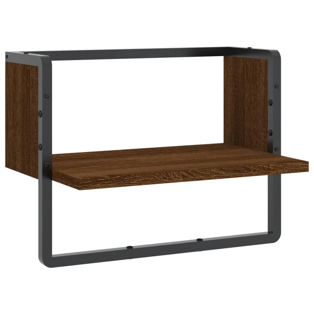 vidaXL Wall Shelf with Bar Brown Oak 40x25x30 cm