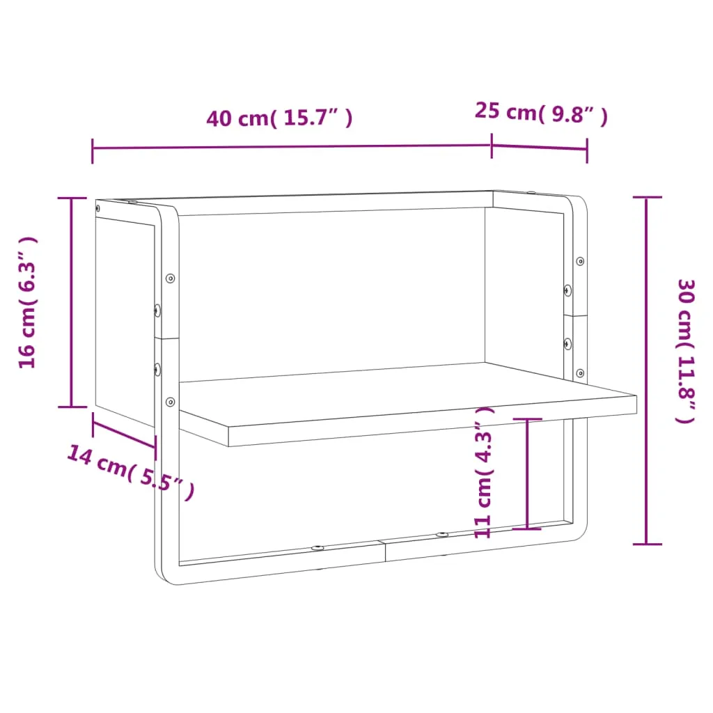 vidaXL Wall Shelf with Bar Brown Oak 40x25x30 cm