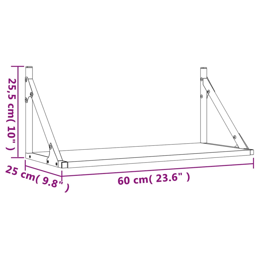 vidaXL Wall Shelves 2 pcs Black 60x25x25.5 cm Engineered wood