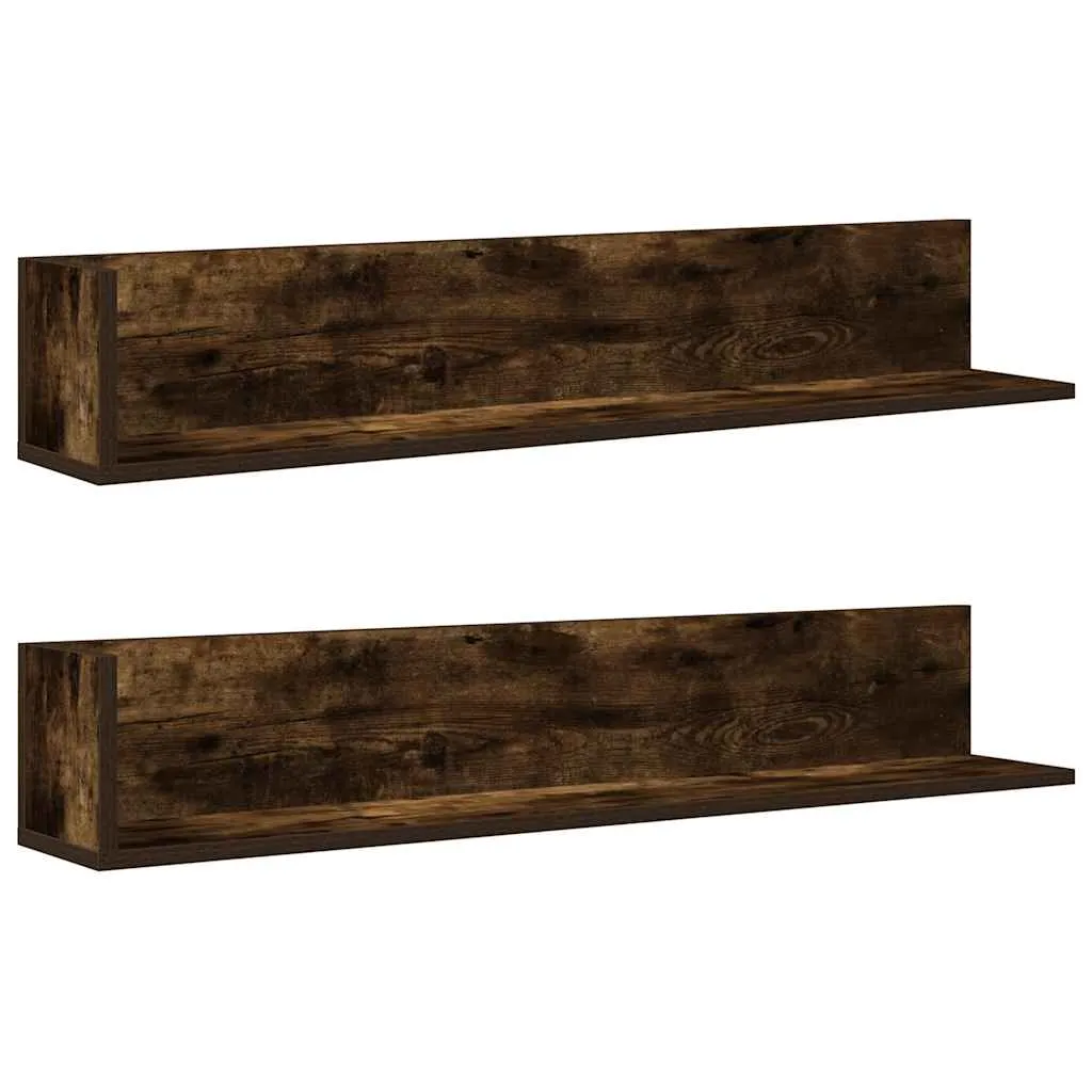 vidaXL Wall Shelves 2 pcs Smoked Oak 100x16.5x16.5 cm Engineered Wood