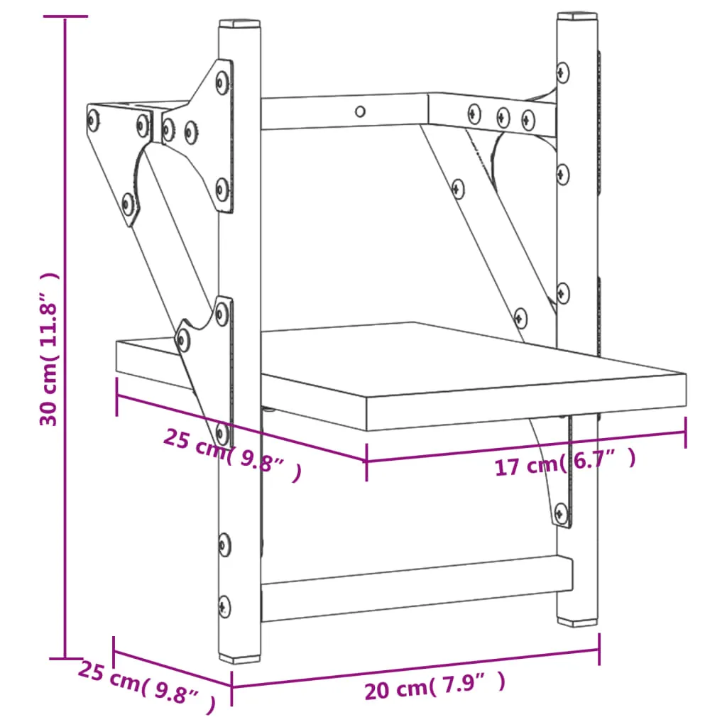 vidaXL Wall Shelves with Bars 2 pcs Black 20x25x30 cm