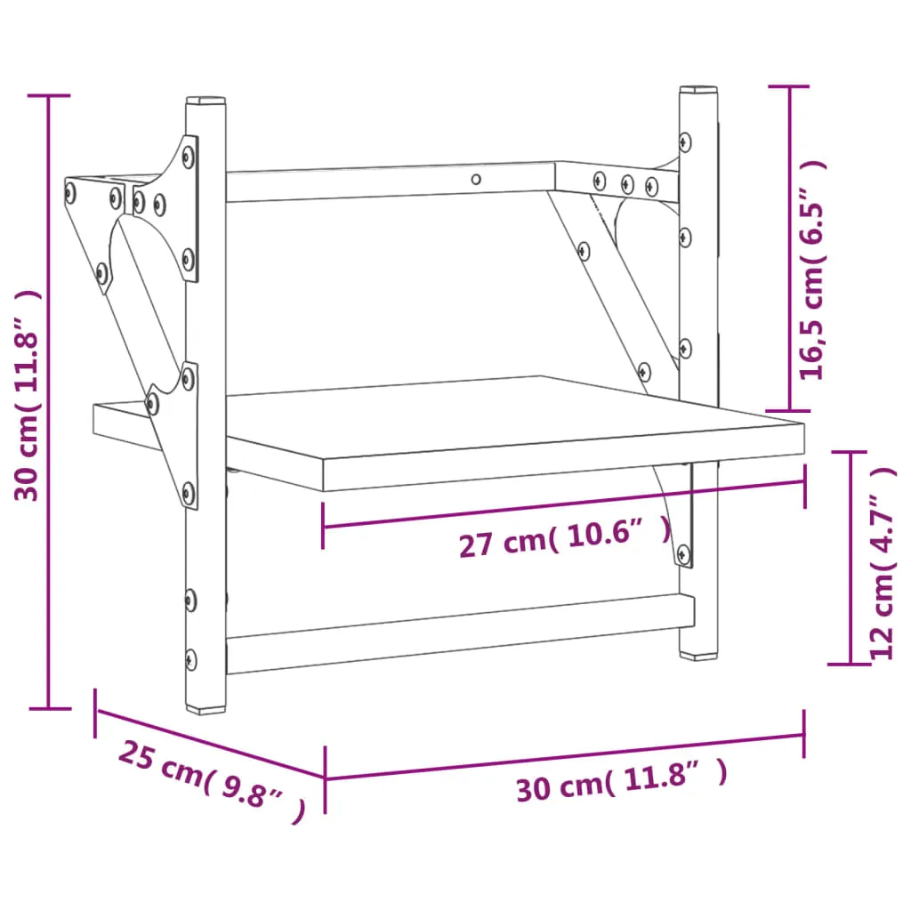 vidaXL Wall Shelves with Bars 2 pcs Brown Oak 30x25x30 cm